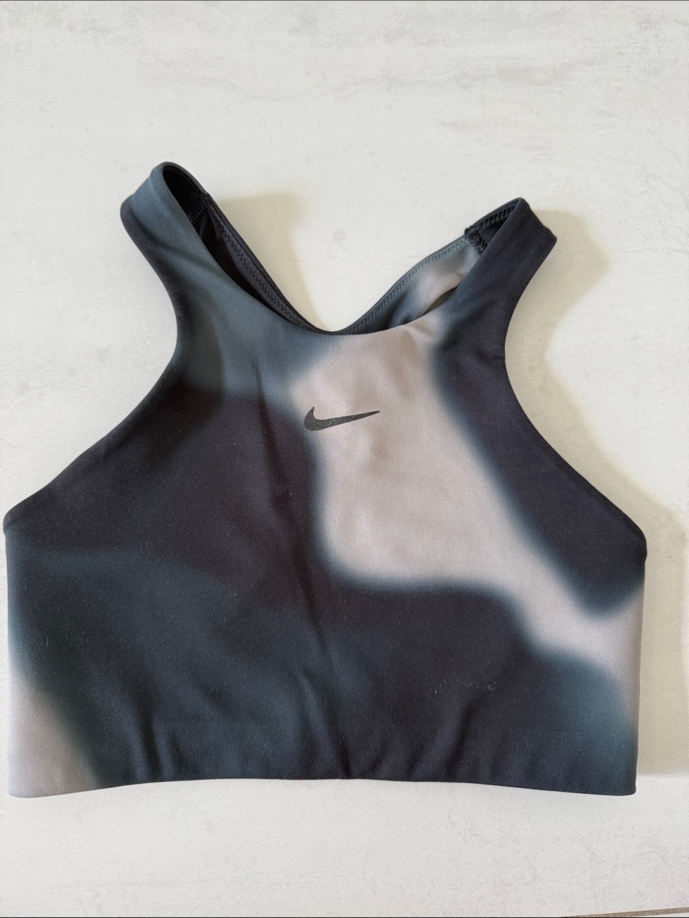 Nike Black & Gray Abstract High-Neck Sports Bra